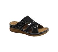 Sandales Femme été Confortable Cuir Chaussures Orthopédique Femme Confort Chic Ete Léger Cuir Claquettes avec Boucle Basket Ouverte Femme Chic élégante Vacances Vintage Chaussons De Plage