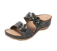 Sandales Femme Été Confortable Ete Chic Sandales Orthopédique Plateforme Chaussure Chaussons Compensées Anti-Dérapant Mules Bout Ouvert Pantoufles Claquettes Léger Chaussures De Plage