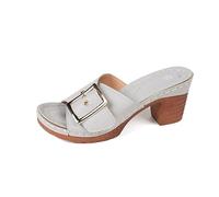 Sandales Femme Été Confortable Mules Bout Ouvert Sandales Orthopédiques Compensées Claquette Chaussons Ete Élégantes Chaussure Orthopédique Femme Pantoufles de Plage pour Printemps (Light Gray, 36)