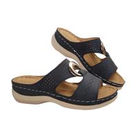 Sandales Femme été Confortable Mules en Cuir pour Femmes Cadeau Sandale Mode Bout Ouvert Compensées Plateforme Pantoufles Orthopédiques Sandale Vente Flash du Jour et Soldes Chaussons de Plage