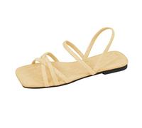 Sandales Femme Été Confortable Orthopédique Chaussures Plates Bout Ouvert Antidérapantes Sandales Nu-Pieds Légères Élégantes Chaussure Bride croisée Élastique Décontractées pour Plage Vacances Marche