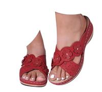 Sandales Femme été Confortable Plates Confortable Été Bout Ouvert Rome Chaussures Vintage Pantoufles de Plage Vacances d'extérieur Slippers Tongs avec Boucle À Semelle Plate pour De Plage D'été