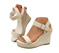 Sandales femme été confortable Sandales compensées pour femmes semelle épaisse, avec une seule bride, design ajouré et couleur unie pour allonger la silhouette. Femme Mule Confortable (White, 37)