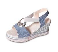 Sandales Femme été Confortable Talon Chaussons Femme d'été Tongs Sandales Compensées Orthopédiques et nu-pieds avec Bande Croisée pour Maison Piscine Plage Légères Antidérapantes Pas Cher