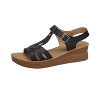 Sandales Femme été Confortable Talon Cuir Légères Antidérapantes Sandales Compensées Orthopédiques et nu-pieds avec Bande Croisée pour Maison Piscine Plage Pas Cher