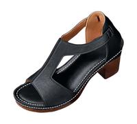 Sandales Femme été Confortable Talon d'été Légères Antidérapantes Sandales Compensées Orthopédiques et nu-pieds avec Bande Croisée pour Maison Piscine Plage Pas Cher