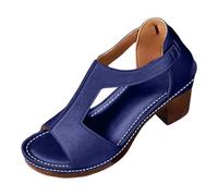 Sandales Femme été Confortable Talon d'été Légères Antidérapantes Sandales Compensées Orthopédiques et nu-pieds avec Bande Croisée pour Maison Piscine Plage Pas Cher