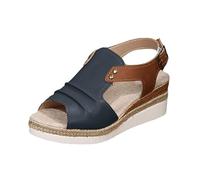 Sandales Femme Été Cuir Sandales Orthopédiques Pour Femme Hallux Valgus Orthopédiques Pour Femmes Été Bout Ouvert De Plage Leger Confortable Respirante Tricot Sandale Sport De Marche (Navy, 39)