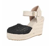 Sandales Femme été Espadrille Compensées Plateforme Plates | Chaussures à Bout Fermée Confort Bride Cheville Vintage Vacances Talon Closed Toe Sandals Women Chic Et Elegant Mary Jane