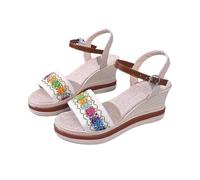 sandales femme été,mules compensées femme,Women's New Summer Style Casual Open Toe Beach Sandals Versatile Fashion Sandals Taille 9 Habillées (White, 39)