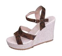 Sandales Femme Été Plateforme Chaussures Antidérapantes Respirantes Bohême Bout Ouvert Avec Talon Bloc Mules Femmes Été Confortable Sandales En Cuir Pour Femme Chausson Bout Ouvert Compensées Sandale