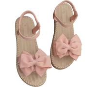 Sandales Femme Été Plates Confortables en Paille, Nœud Papillon Élégant, Nu-Pieds Bride Cheville Élastique, Semelle Souple Antidérapante, Léger et Respirant, Chaussures pour Plage, Voyage et Vacances