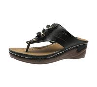 Sandales Femme Été Sandale Orthopedique d'été Pantoufles à Antidérapantes pour Femmes Pantoufles à La Décontractées Fond Plat et Talon Incliné Mules Femme Compensees Chaussure de (Black 42)