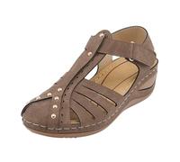 sandales femme ete Sandales d'été compensées pour femme chaussures décontractées confortables avec semelle robuste et bout rond pour vos sorties (Brown, 42)