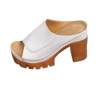 Sandales Femme Été Women's Bohemian Sandals Chaussons Femme Ete Chaussures De Plage Décontracté Chaussures Femmes Chaussure Été Sandales Confort Mules Vintage À Plateforme Bout Ouvert (White-C, 41)