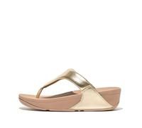 Fitflop Women's Lulu Leather Toepost Thong Sandals, Platino, 43 EU