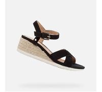 Sandales Femme - GEOX - Ischia Corda - Cuir Noir - Bride - Confort Exceptionnel 37