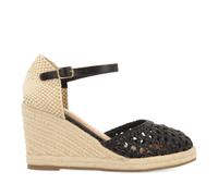 GIOSEPPO Espadrilles noires en cuir tressé avec talon haut en jute pour femme SERIGNAN, Noir, 41 EU