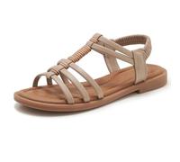 Sandales Femme Gladiator À Lanières Talon Bas Bloc Respirant Style Romain Sandales D'été Élégantes pour Plage & Tenue Décontractée,Apricot,41 EU
