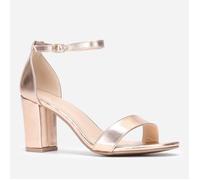 Sandales femme - LA MODEUSE - rose doré - talon carré - bout arrondi - boucle de serrage 40