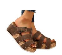 Sandales Femme Mode Sandale Cuir Chaussure Compensee D Ete Décontractées Été Confortable Compensées Plate Et Mules pour Femmes Plateforme Nue Pied
