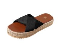 Sandales Femme Mule Été Sandalette À Talons Femmes Scratch Ajustable Confortable Chaussons Sandale Compensee Eté Compensées Espadrille Bout Fermé Vintage Claquettes Bride Élastique Et Mules Le noir Si