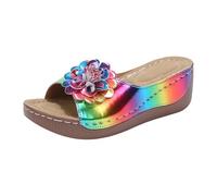 Sandales Femme Mules Et pour Compensées Plates Lacets Cheville Nue Pied Été Confortable Chaussons Compensee Talon Heels Sandale Randonnee Nu-Pieds Semelles Épaisses Mule Multicolour Size 42