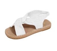 Sandales Femme Noir Tissé Nœud Élastique Découvert Semelle Plate Jute Semelles Chaussures Confort - Chaussures Femme Été Espadrilles Confort Plage Léger Marche Extérieur