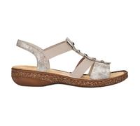 Sandales Femme - RIEKER - 62850 - Simili Cuir Métallisé - Rose - Talon 2 cm - Fermeture Élastique 38