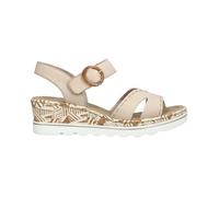 Sandales Femme - RIEKER - 67173 - Talon compensé 5cm - Cuir Beige - Doublure textile 41
