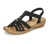 Sandales femme - RIEKER - Calla - Noir - Élastique - Plat - Basse 36