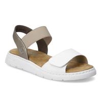 Sandales Femme RIEKER V9161-80 Blanc - Cuir - Talon Plat 2cm - Boucle de serrage 37