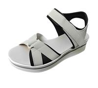 Sandales Femme Sandales Compensees Femme Confortable Mules Été Plateforme Bout Ouvert Rome Chaussures Vintage Pantoufles Chaussures Antidérapantes Respirantes Bohême Bout Ouvert Avec TaIon (Grey, 37)