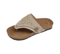 Sandales Femme Sandales De Marche En Cuir Fleur Brodée Vintage Décontracté Semelle Souple Orthopédique Voûte Plantaire Yoga Mat Elégantes Léger Slip on Plage Flip Flops Avec Comfortable Arch Support