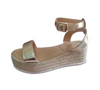 Sandales Femme Sandales décontractées pour femmes avec semelle épaisse et design compensé idéales pour les vacances en plein air chaussures confortables à bout ouvert (Gold, 42)