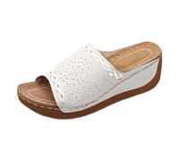 Sandales Femme Sandales Femme Confort Claquettes Tongs Chaussures Femmes Et Flax Casual Soft Light À Bout Ouvert Pantoufles Maison Confortables Et Respirables Antidérapant Pour Intérieur (White, 42)
