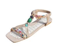 Sandales Femme Sandales Orthopédiques Pour Femme Hallux Valgus 2026 Plates Sexy Pour Avec Anneau D'orteil De Plage Tendance Strass Été Bohème Confortable Boucle Printemps Un Orteil Perlé Falt