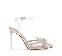 Sandales femme Steve Madden Virtuous - Talon aiguille orné d'un nœud en strass - Gris - Synthétique 41