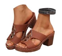 Sandales Femme Talon Chaussure Confort Sandale Escarpins Compensés Cuir Pantoufles Ete Été Compensées Confortable Sexy Chaussures Compensé Tong Talons a Compensee Nue Pied Chausson