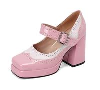 Sandales Femme Talon Haut,Chaussures Mary Jane RéTro éLéGantes à Talons Hauts Pour Femmes Chaussures HabilléEs à Talons éPais Et Bout Carré Pour Des Occasions éLéGantes