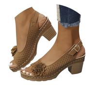 Sandales Femme Talon Mule Confortable Chaussure Compensé Confort Nue Pied Mariage Sandale Compensee Eté Chausson Été Cuir Escarpin Petit Chaussures 36-43 Respirant