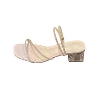 Sandales Femme Talon,Sandales Plates éLéGantes De Style FrançAis OrnéEs De Cristaux à La Fois Tendance Et Polyvalentes