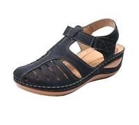 Sandales Femmes d'été Orthopédique Sandale Bride à la cheville Plateforme Chaussures Compensées Antidérapantes Respirantes Bout Fermé Vintage Sandales de Marche Femme Confortable Orthopédique