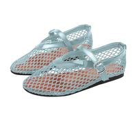 Sandales Femmes d'été Plates Ballerines Bout Fermé Ajourée Mesh Boucle Sangle Mary Jane Sandales Tendances Chaussures Décontractée Vacances À La Plage 36
