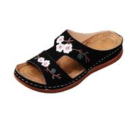 Sandales Femmes été Confortable Mules en Cuir pour Femme Sandale Mode Bout Ouvert Compensées Plateforme Pantoufles Premium Orthopédiques Sandales Chaussons Orthopédiques