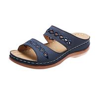 Sandales Femmes été Confortable Mules en Cuir pour Femme Sandale Mode Bout Ouvert Compensées Plateforme Pantoufles Premium Orthopédiques Sandales Chaussons de Plage d'été Taille Fête des Mères