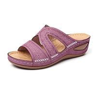 Sandales Femmes Nu-pieds Orthopédique Compensées Confortable de Plage Pantoufles Femme été Respirantes Semelles épaisses Anti-dérapant Chaussures Bohemia Romain Sandals Protégez Chevilles