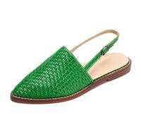 Sandales Femmes Plates en Cuir Tressé Mules À Talon Aiguille Escarpins À Bout Pointu pour Tenue Quotidienne Et Vacances,Vert,40 EU