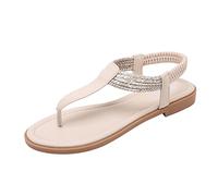 Sandales Femmes Plates Été Chaussures élastiques Plage BohèMe Rétro Tong Femme Confortable Pas Cher Sandales Mode Femme Tongs Orteils Séparateurs Chaussure Pantoufles Vacances Pas Cher