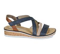Rieker Femme Sandales V3663, Dame Sandales Fines,Chaussure d'été,Sandale d'été,Confortable,Plate,Bleu (Blau Kombi / 91),40 EU / 6.5 UK